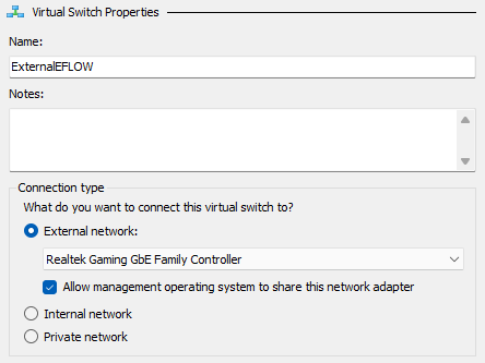 Create virtual switch in Hyper-V